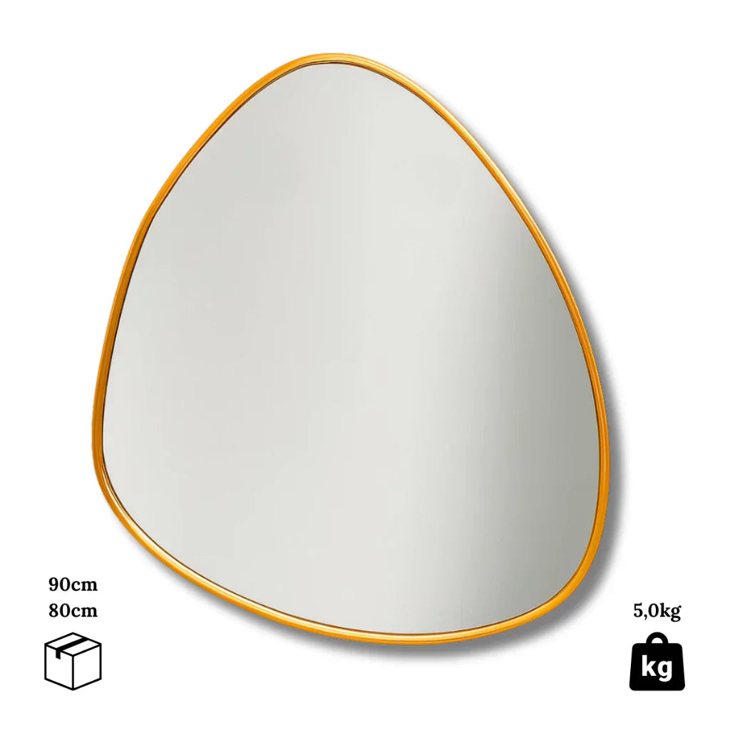 Organischer Spiegel mit Aluminiumrahmen, 90 x 80 cm – Restposten