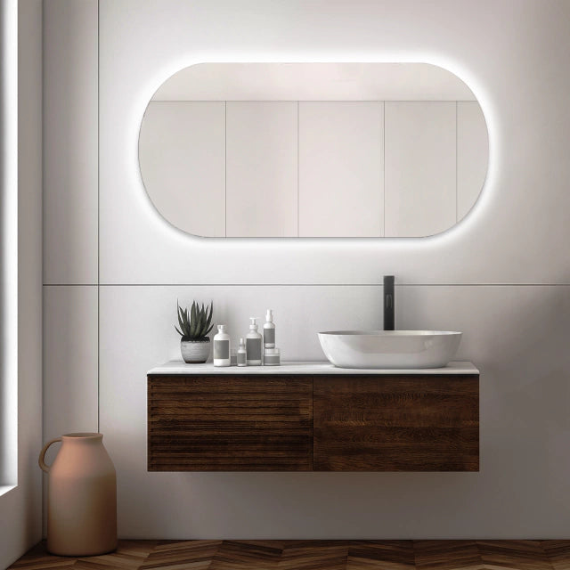 Sonderedition - Schlanker runder Spiegel mit LED 80x40cm