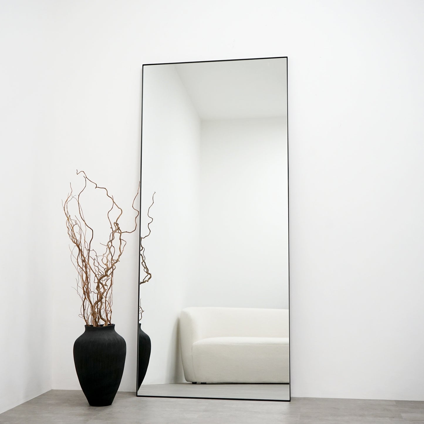 Xavril – Großer, rechteckiger Ganzkörperspiegel aus schwarzem Metall, 179 cm x 80 cm